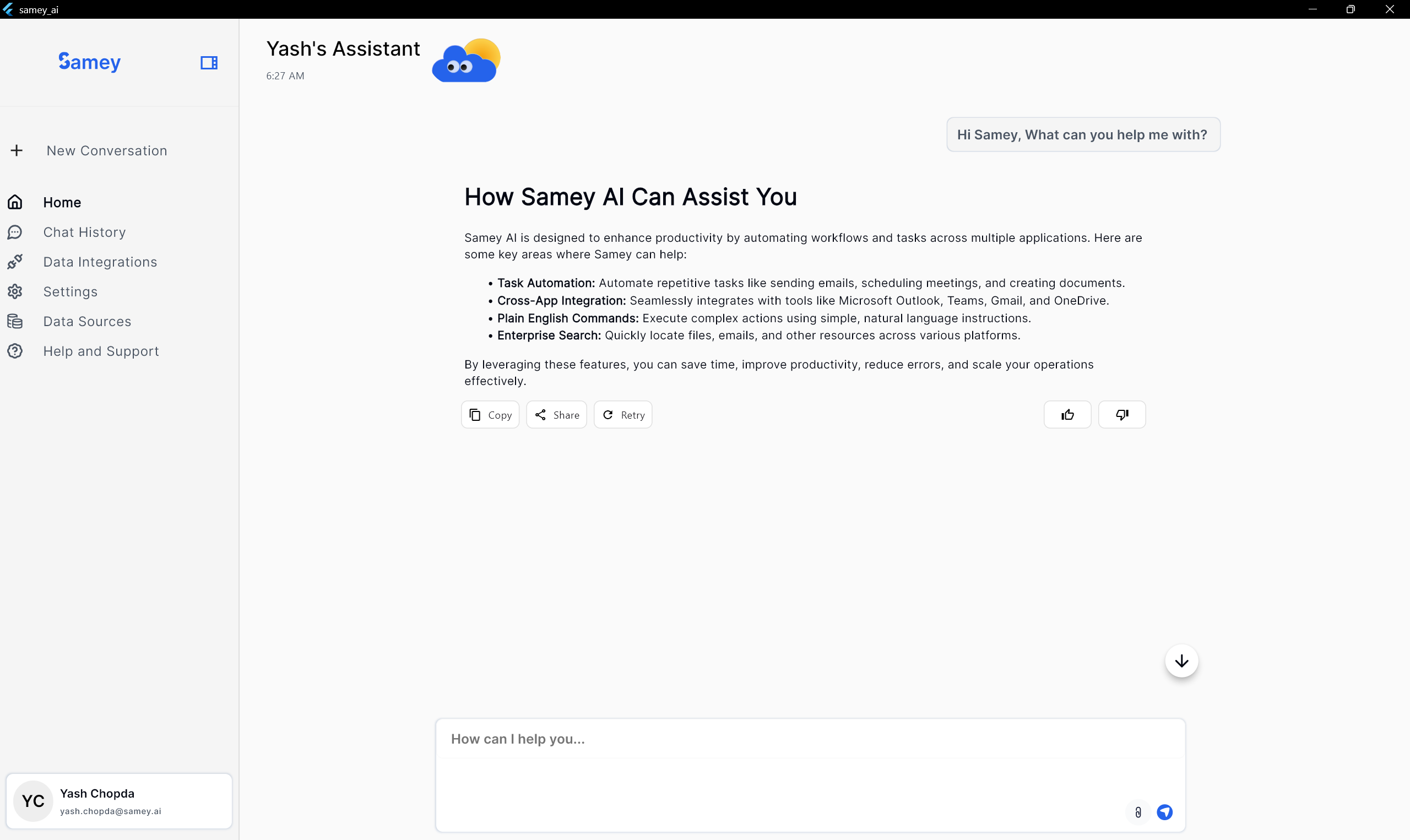 Samey AI Chat Overview